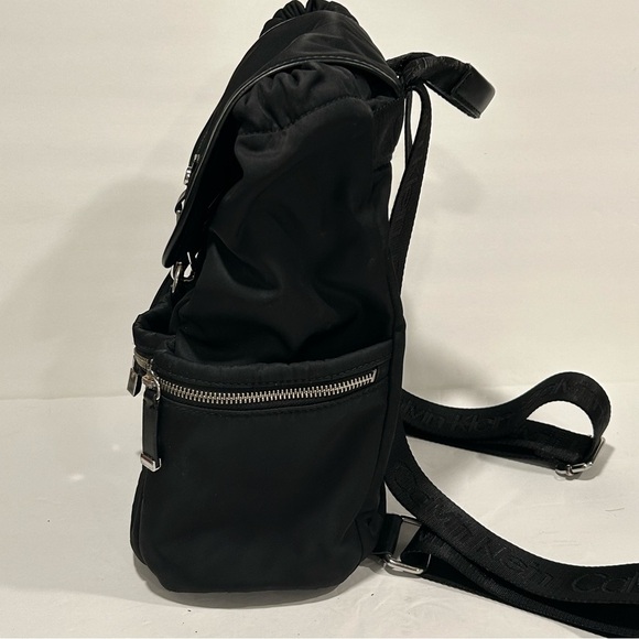 Calvin Klein Women’s black nylon backpack with silver accents, pockets - Picture 5 of 12